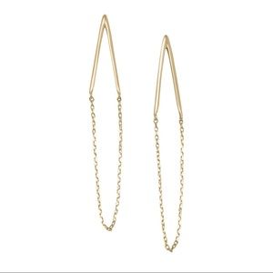 14 karat gold plated chain drop earrings